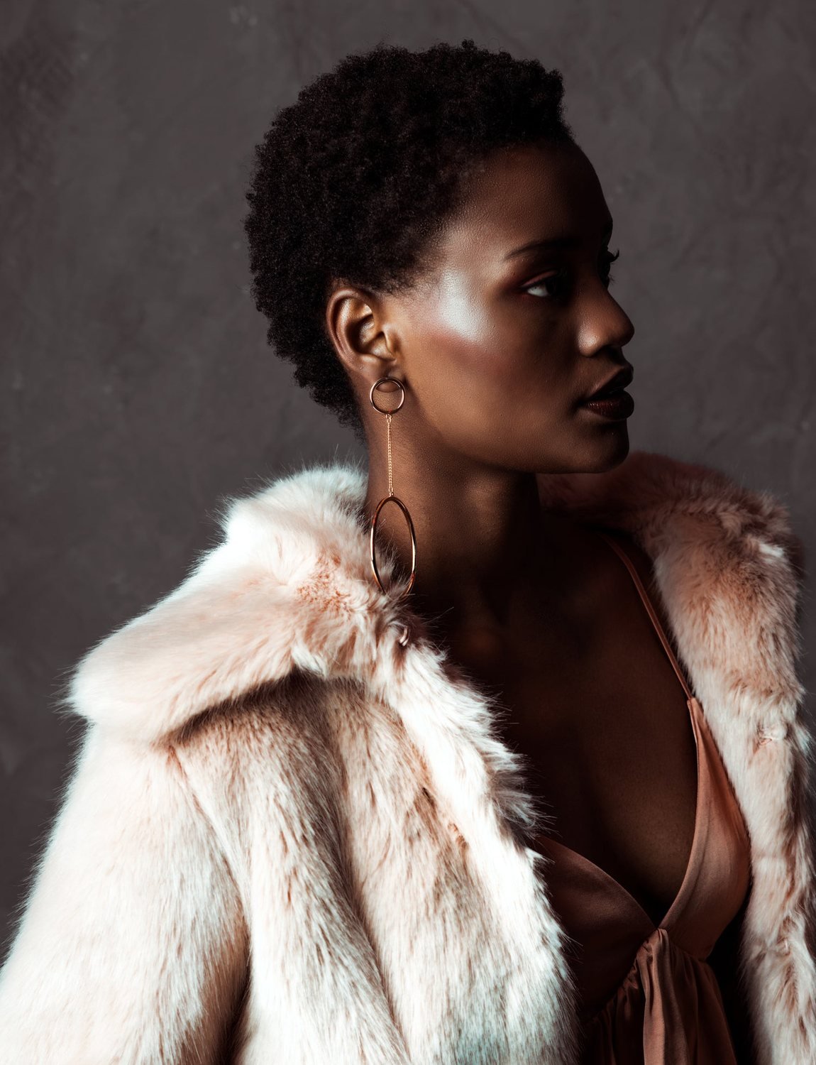 Look 01 — shearling coat worn open